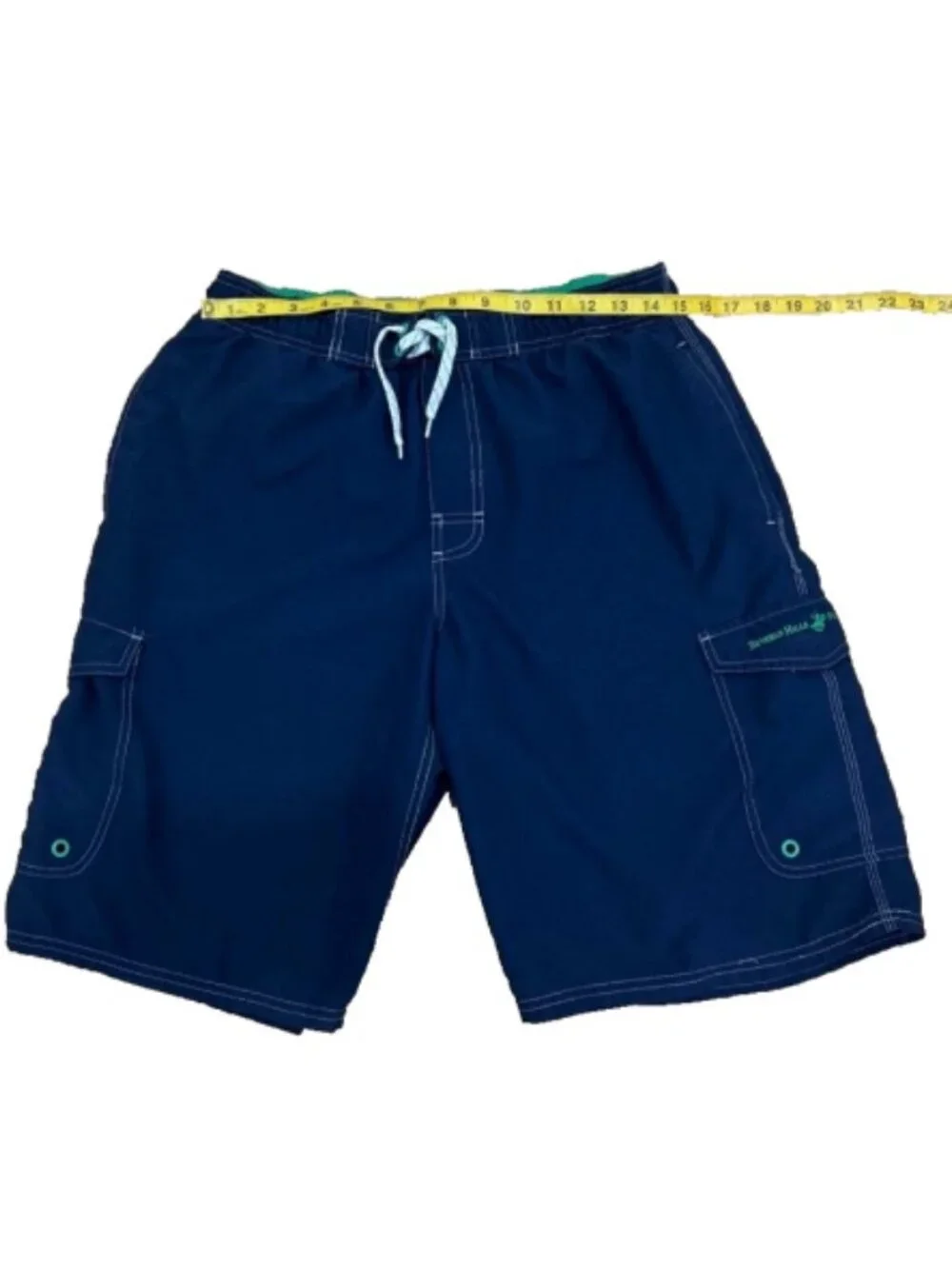 Vtg Beverly Hills Polo Club Navy Blue Green Swim Trunks Board Shorts